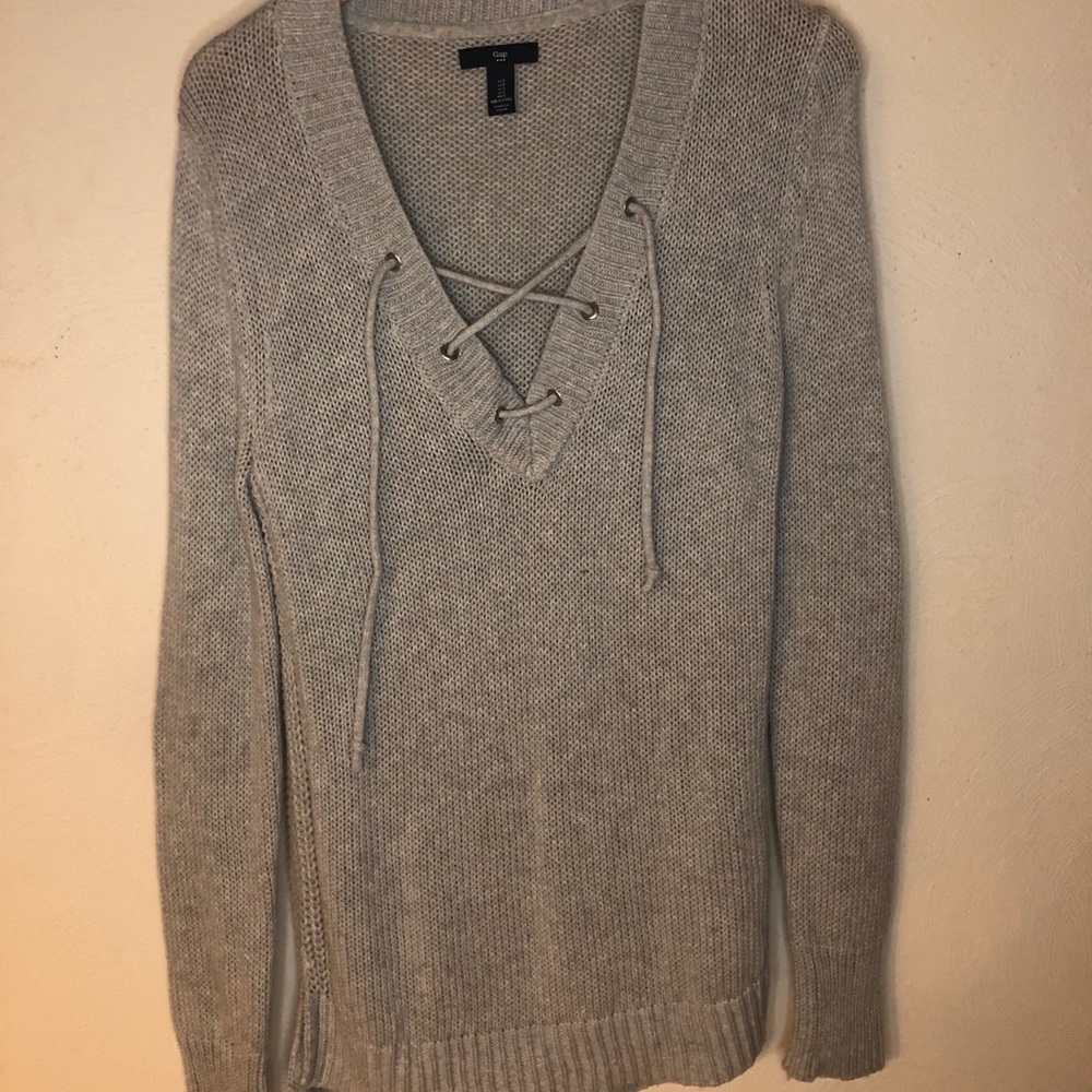 Lace up Gray Sweater